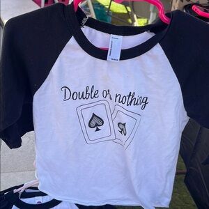 Black and White Short Sleeve Tee with Playing Card Graphic